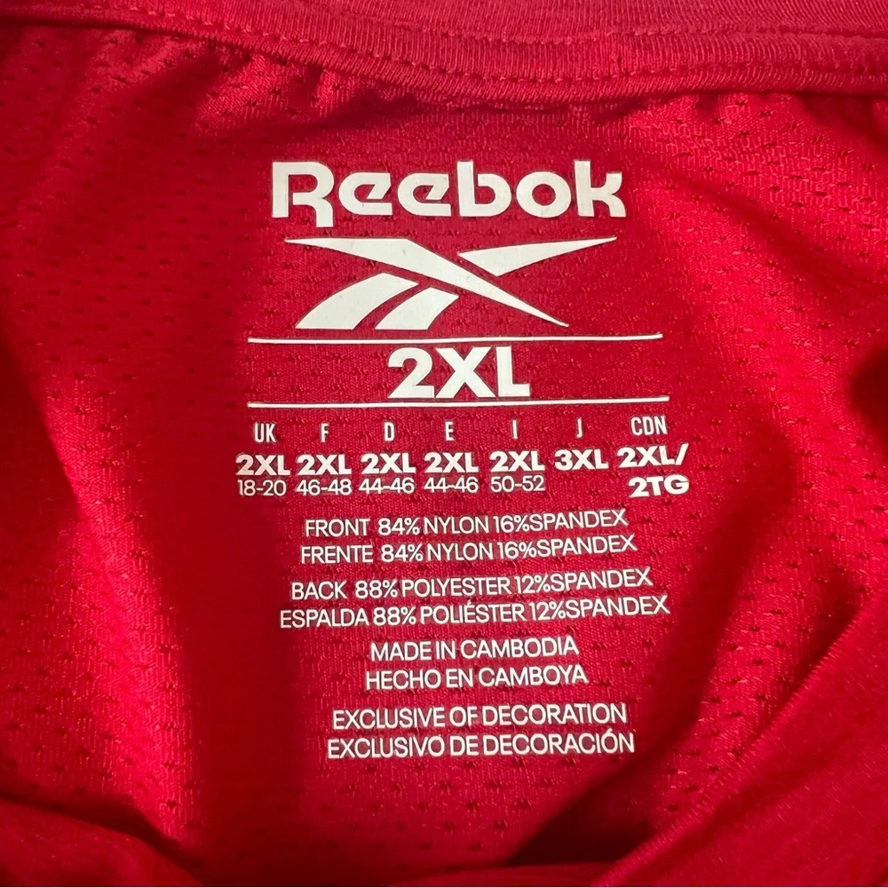 Reebok Speedwick Athletic Tee Shirt Red 2XL Moisture Wicking Workout Gym